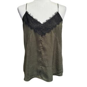Express Olive Green Lace Trim Cami Tank Top (M) Goblin Core Whimsygoth